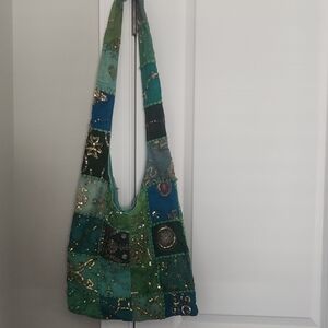 Patchwork Green and Blue Shoulder Bag